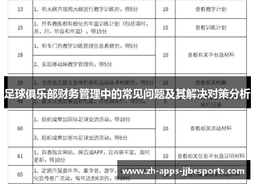 足球俱乐部财务管理中的常见问题及其解决对策分析 足球俱乐部财务管理中的常见问题及其解决对策分析